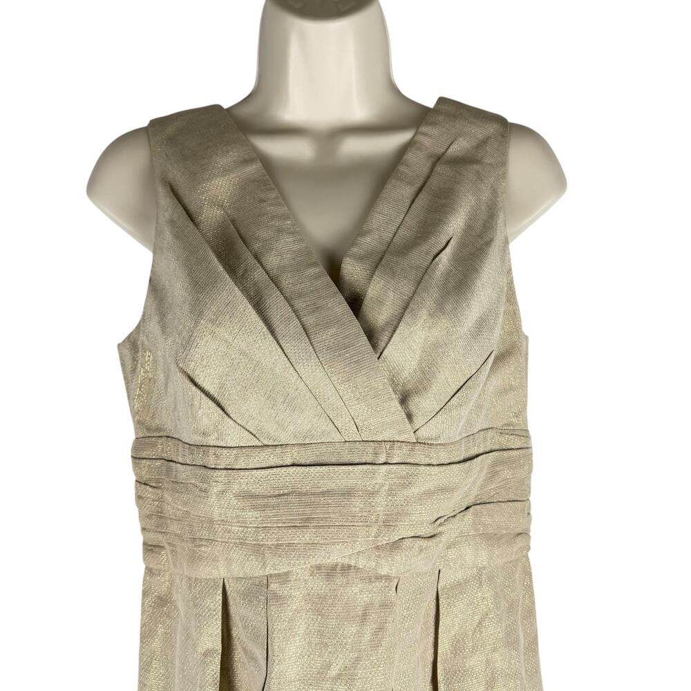 Shoshanna Gold Shimmer Sheath Dress Sleeveless Back Zip Size 8 - Picture 3 of 8